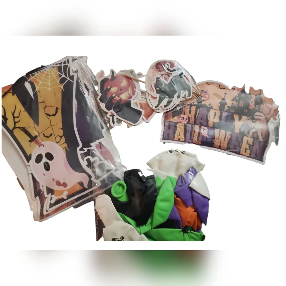 Halloween Party Kit With Decor, Pumpkin Carving/Painting Kits, Favors, & Masks.